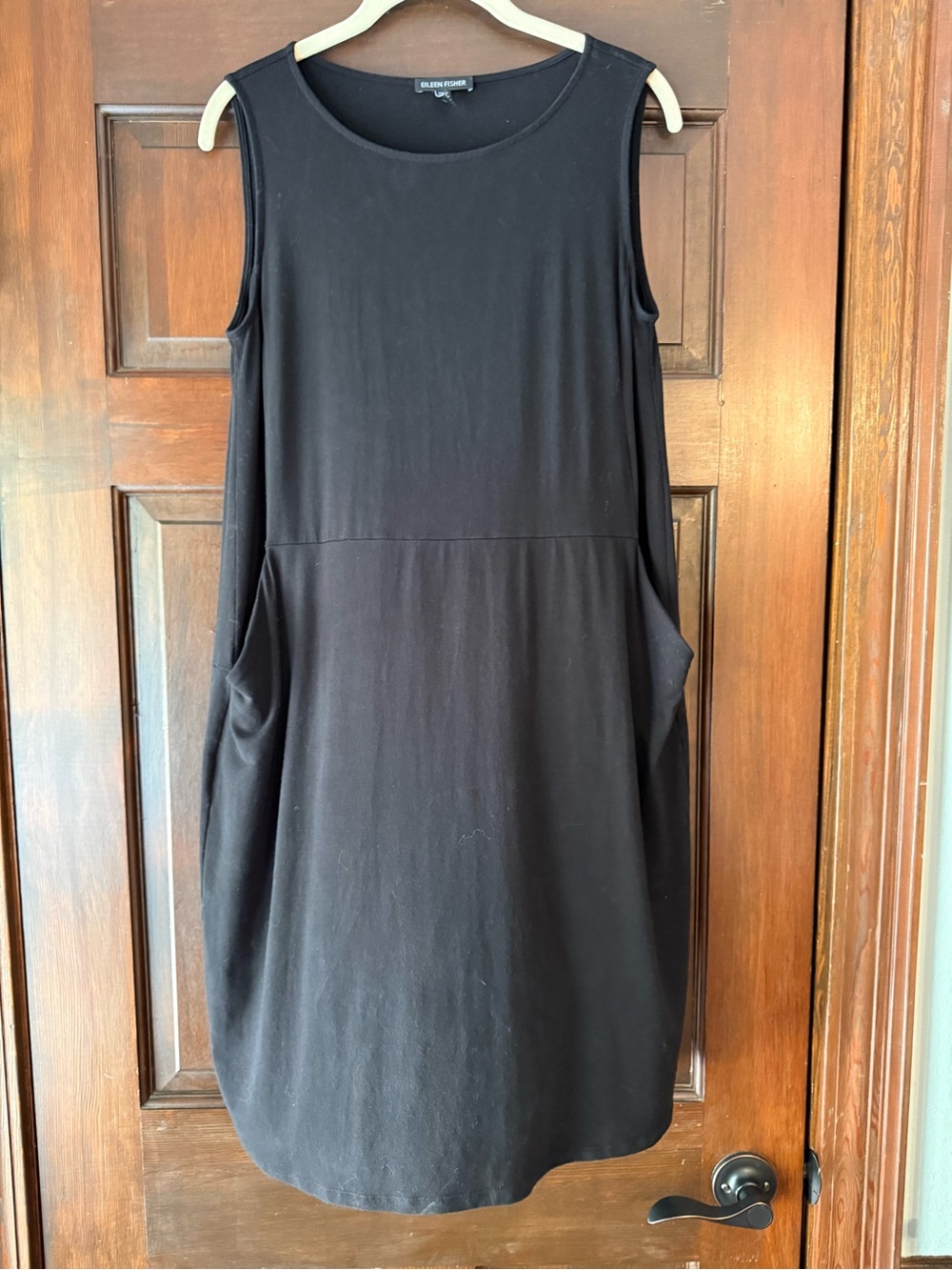 Eileen Fisher Black Sleeveless Shift Dress or Tunic with Pockets